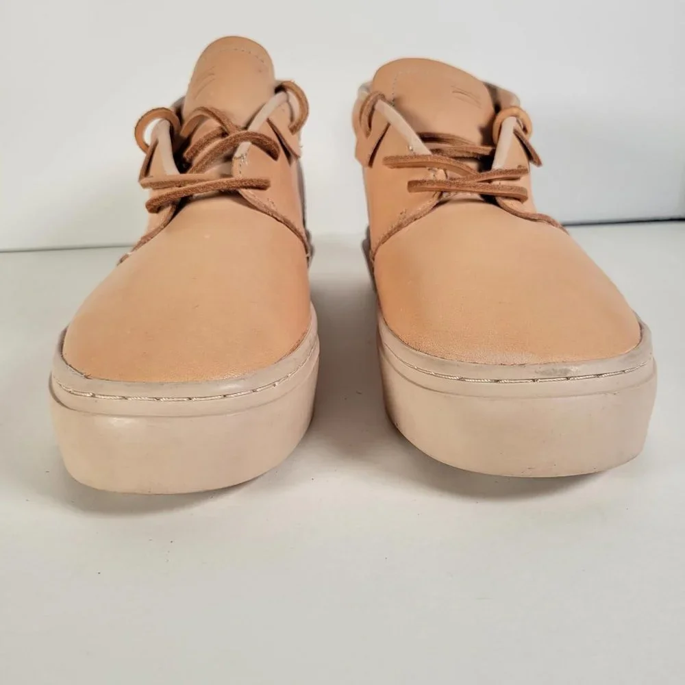 Clean Weather Vegan Raw Undyed Tan Leather Unisex Sneaker Women Size 9 1/2 - Picture 6 of 14